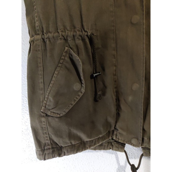 3/$20 Velvet By Graham Spencer Womens Green Fur Hoodie Full Zip Utility Vest S - Picture 6 of 12